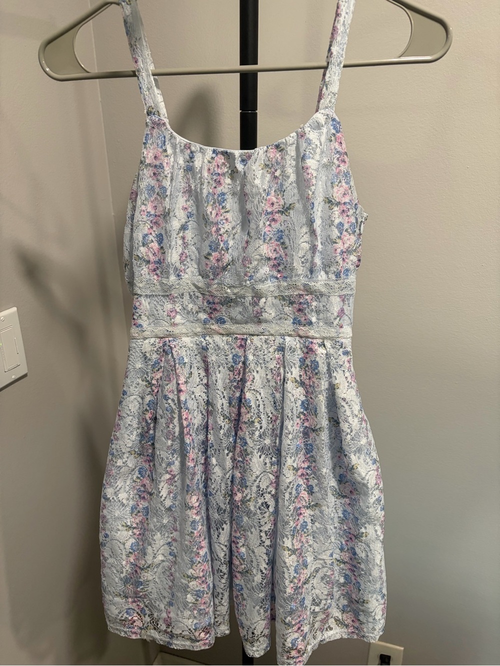 Knitworks Light Blue Floral Lace Overlay Party Dress